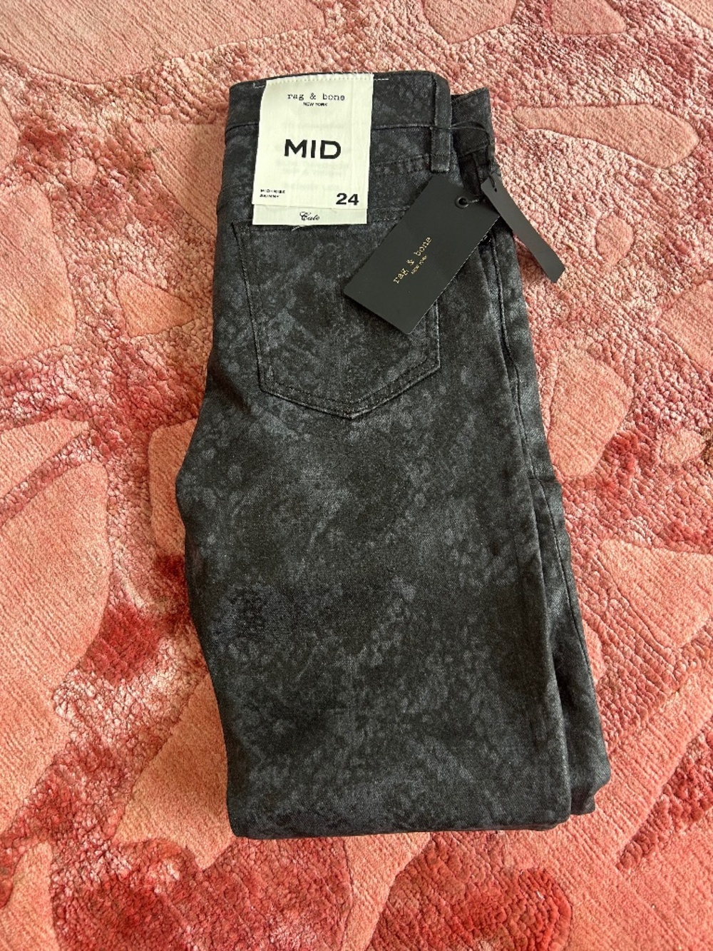 RAG & BONE Cate coated, snake print, high-rise, skinny jean